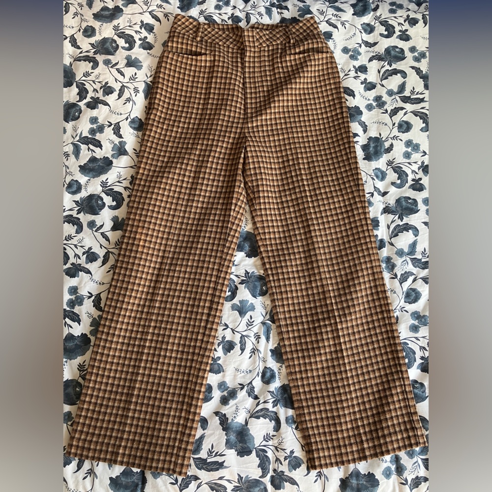 Petite Studio NYC Malory Wool Pants in Chocolate Plaid